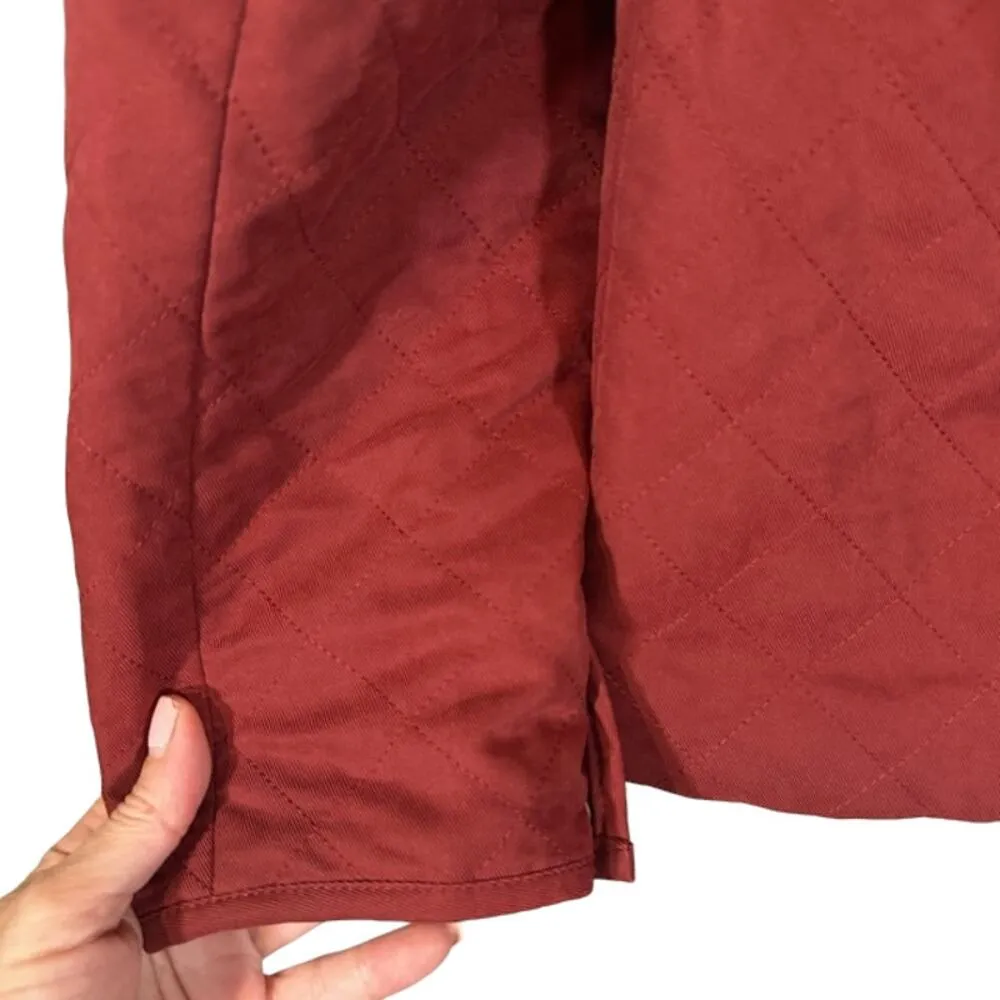 Orvis Maroon Collared Button Front Lightweight Fall Casual Jacket Women Sz M - Image 8