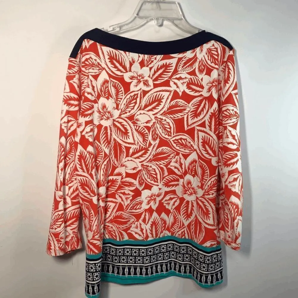 Ruby Rd. Floral Tunic Top Size Medium Orange - Image 3