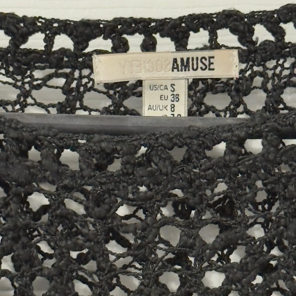 Amuse Society Black Open-Knit V-Neck Sweater - Image 2