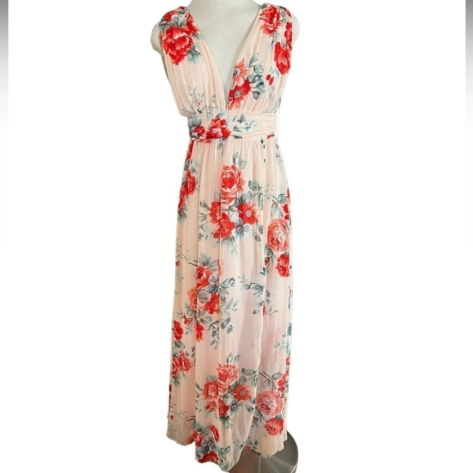 LULU’S Garden Meandering Blush Floral Print Maxi Dress Size S - Image 12