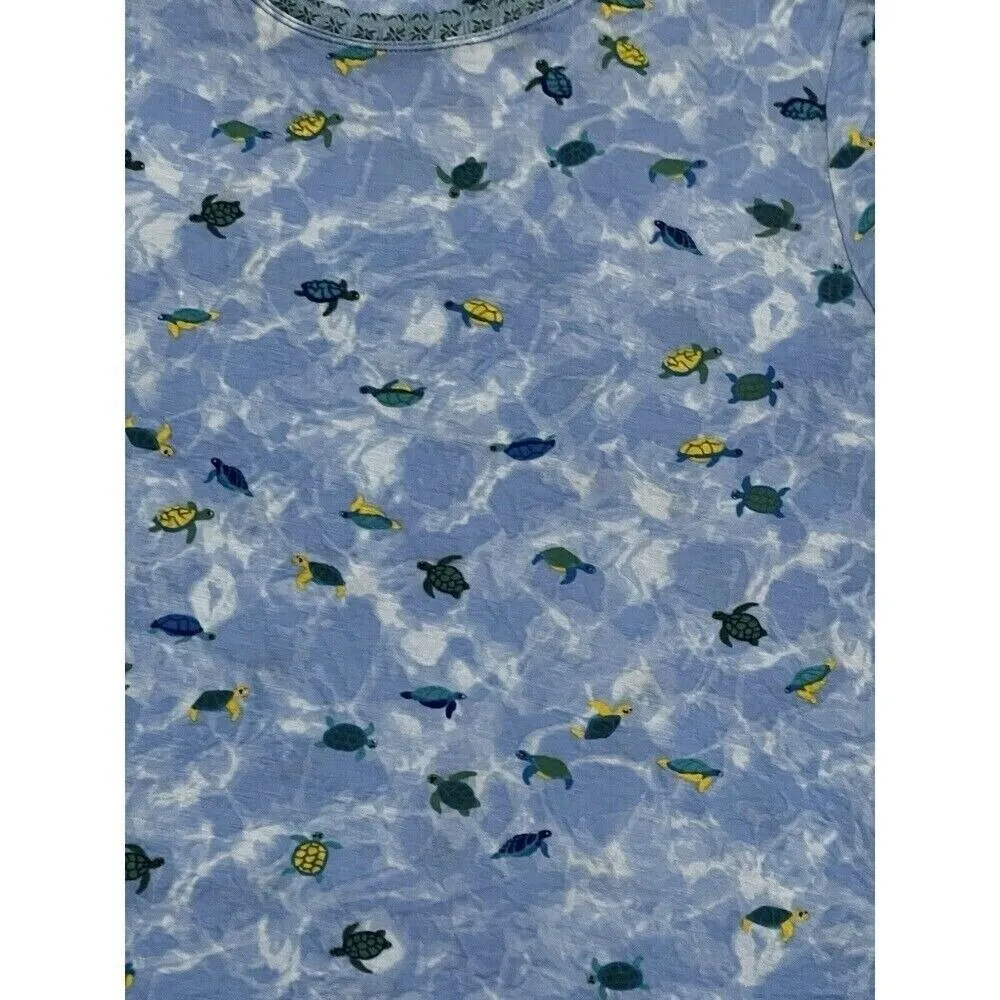 012-007 Sweet Treasures‎ Womens L Sleep Top Blouse Turtles Shirt Tshirt - Image 5