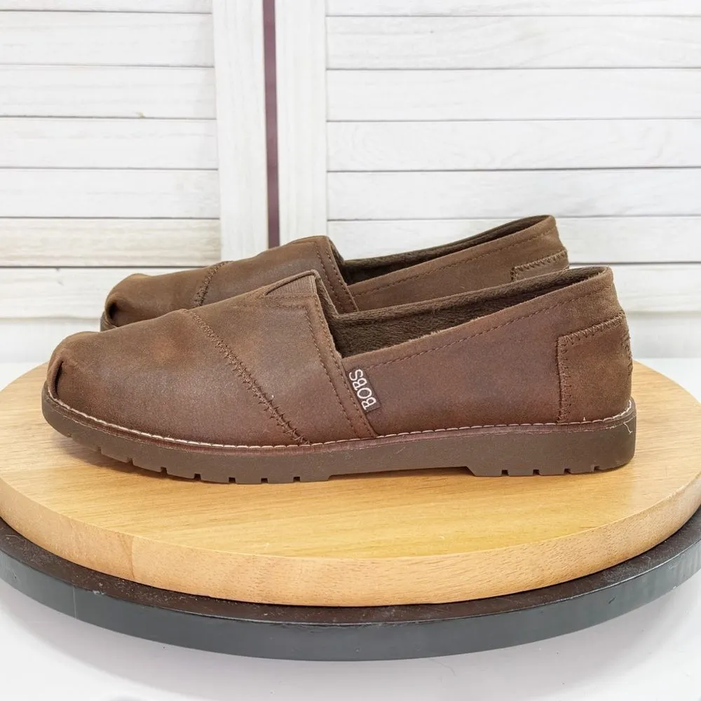 Bobs by Skechers Chill Lugs Faux‎ Leather Slip On Loafer Shoes Brown 10 - Image 3