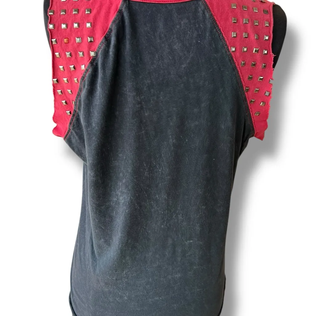 Y2K VTG Affliction Women’s American Customs Muscle Tank Top Large W/ Studs - Image 2