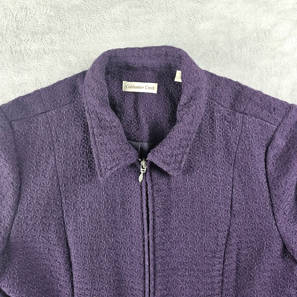 Coldwater Creek Full Zipper Purple Jacket Women's Size 14 - Image 2