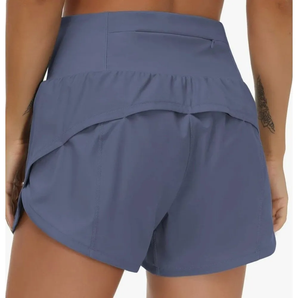 THE GYM PEOPLE High Waisted Running Shorts Ink Blue Size L New With Tag Size L - Image 2