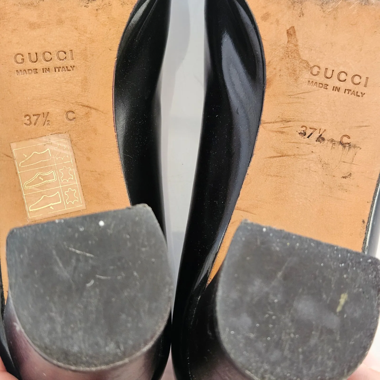 Vintage GUCCI Casia Leather Block Heel Pump - Black 37.5 C - Image 11