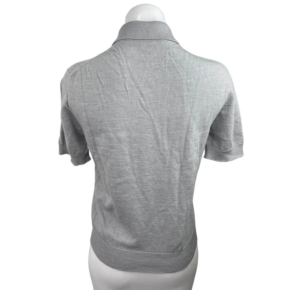 Atelier Munro Gray 100% Wool Short Sleeve Collar V - Image 2