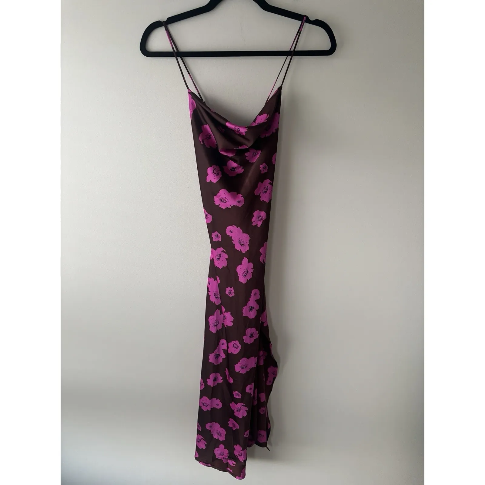 ASTR THE LABEL Gaia Slip Silky Midi Floral Dress Brown Pink Floral Size XS - Image 6