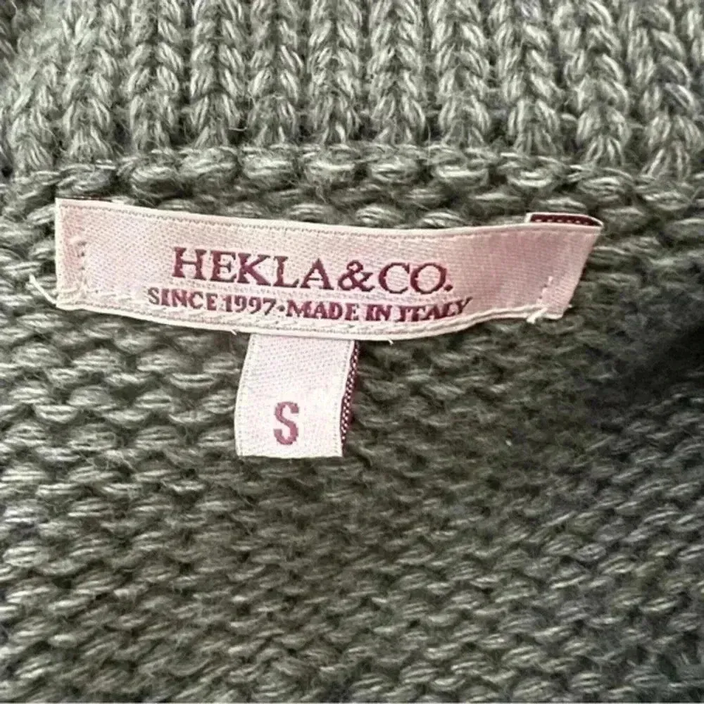 HEKLA & Co Made in Italy Womens Gray Wool Blend Cardigan wrap Sweater Si… Brown - Image 2