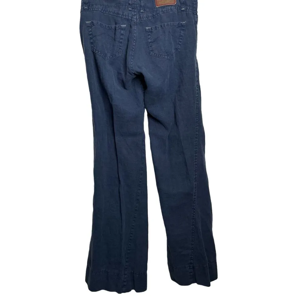 Level 99 Womens Wide Leg 100% Linen Pants Size 26 Blue - Image 5