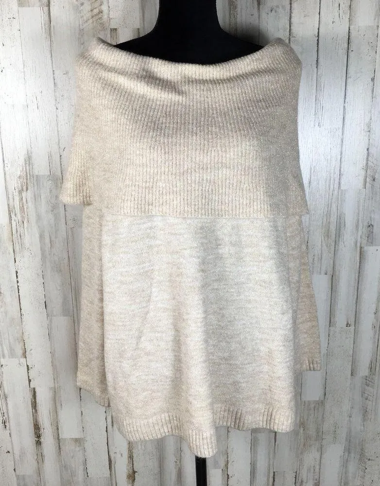 Caslon Metallic Convertible Sweater Shimmer 2X Tan - Image 4