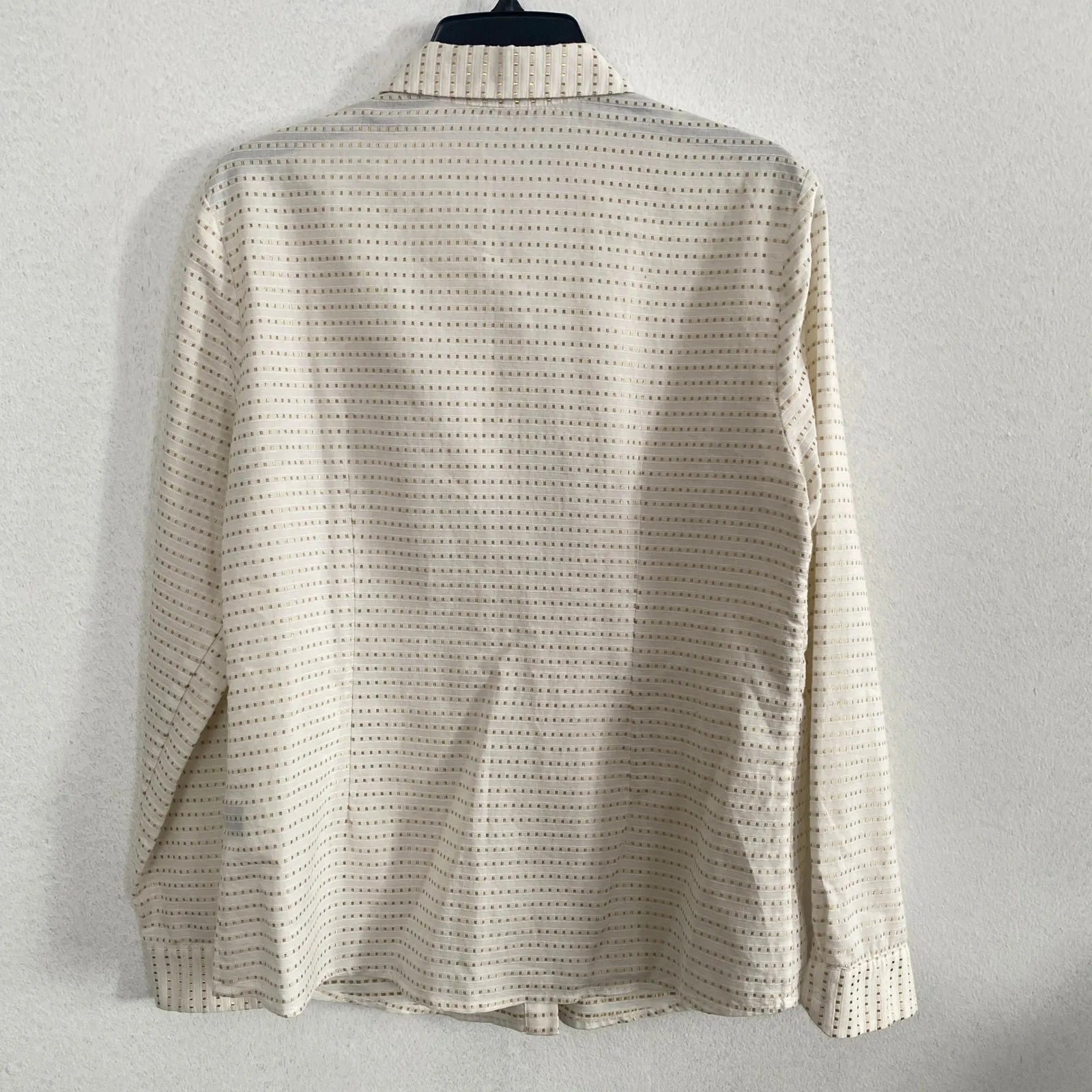 J.McLaughlin Womens Gold Metallic Pleated Button Down Shirt Sz 12 Office Capsule - Image 8