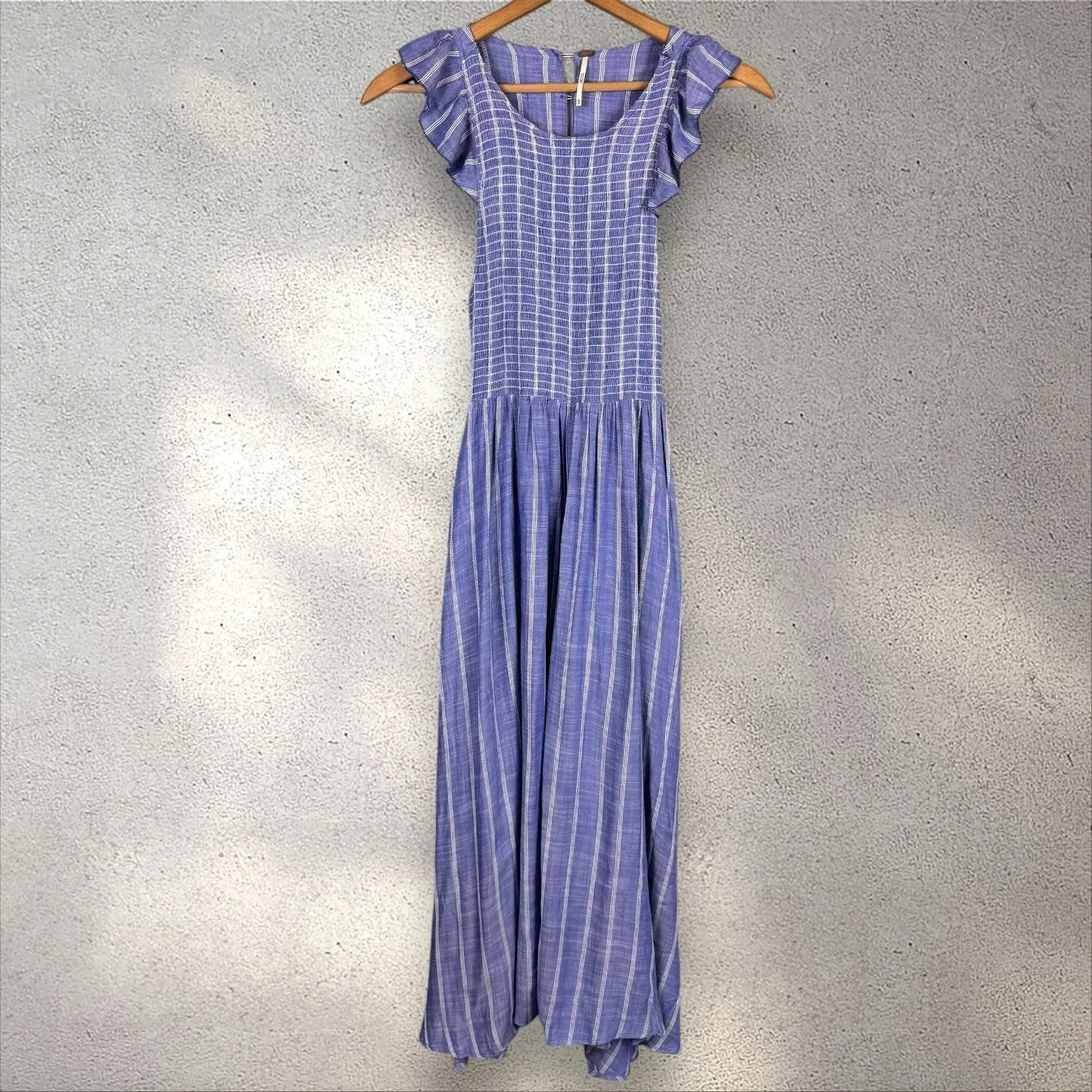 Free People Chambray‎ Butterflies Midi Maxi Dress Sz XS - Image 5