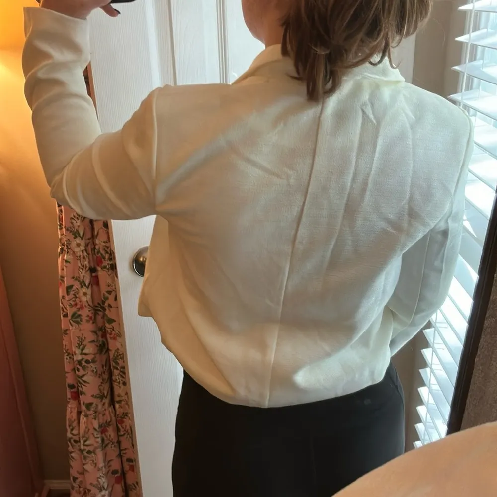 SheIn White Blazer With Black Bows - Image 4