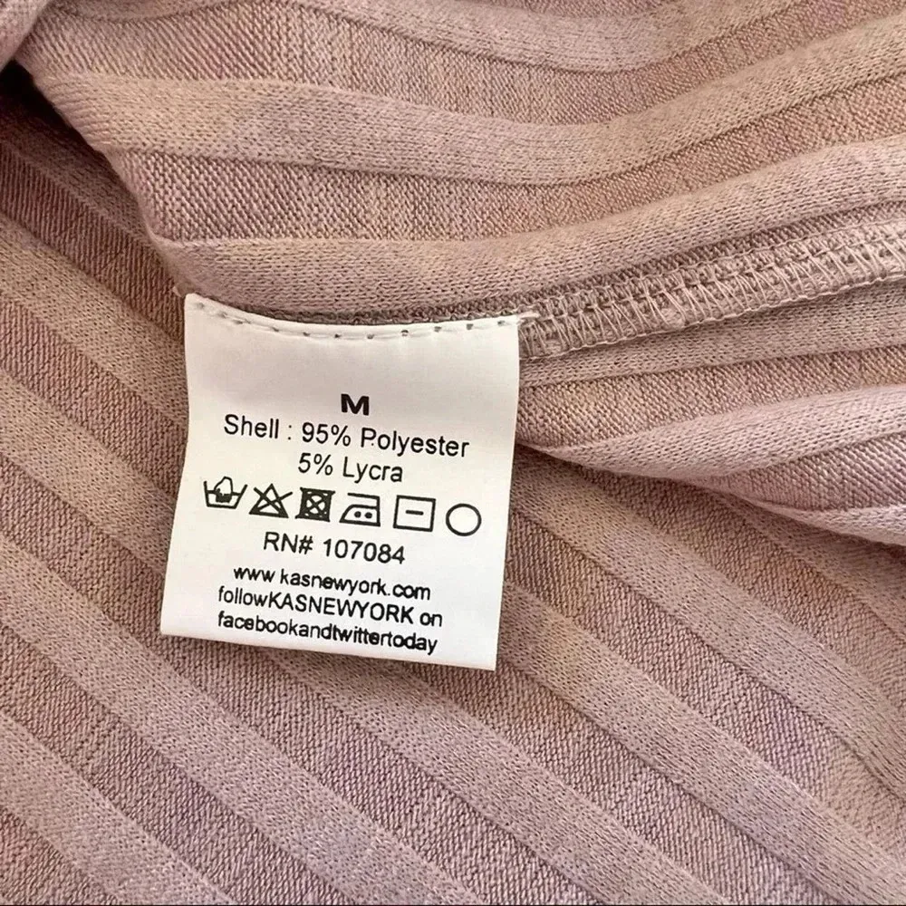 Anthropologie KAS New York Textured Ribbed Lace Dress Blush Pink Size M Medium - Image 4