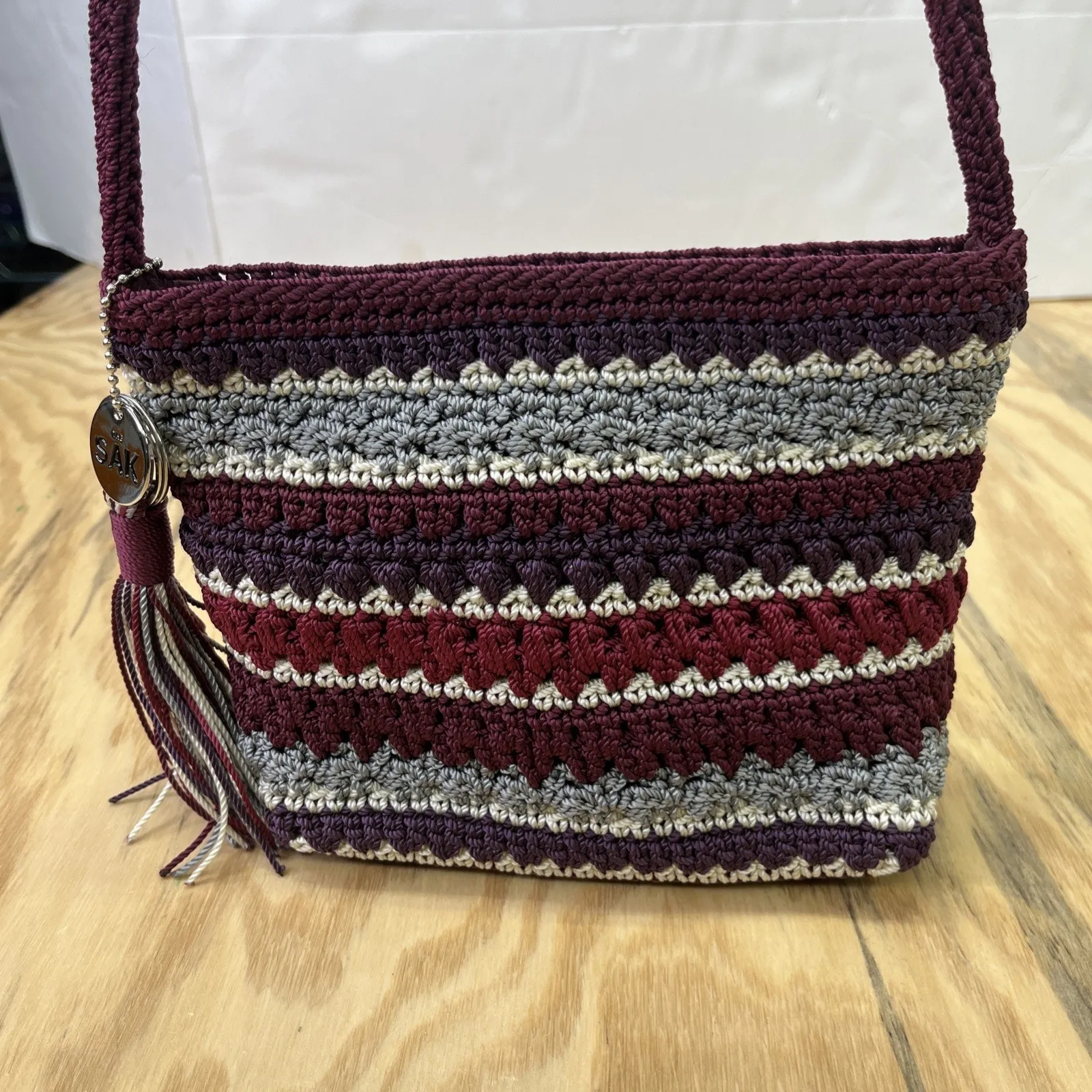 The Sak Crocheted Mini Bag Shoulder Purse Organizer Travel Small Boho - Image 2