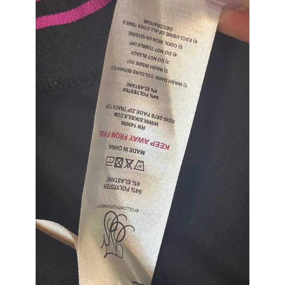 Siksilk 1/4 Hoodie in size Women 8 Black Hot Pink Girly Athleisure - Image 5