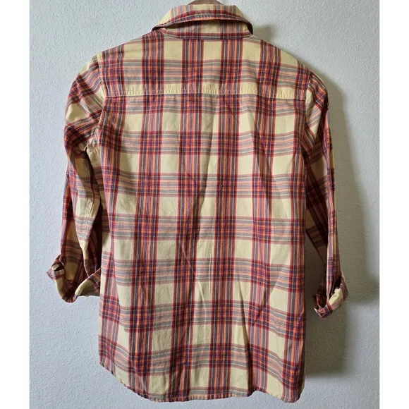 J. McLaughlin Top Womens Size 2 Bright Lightweight Plaid‎ Long Sleeve Button Up - Image 5