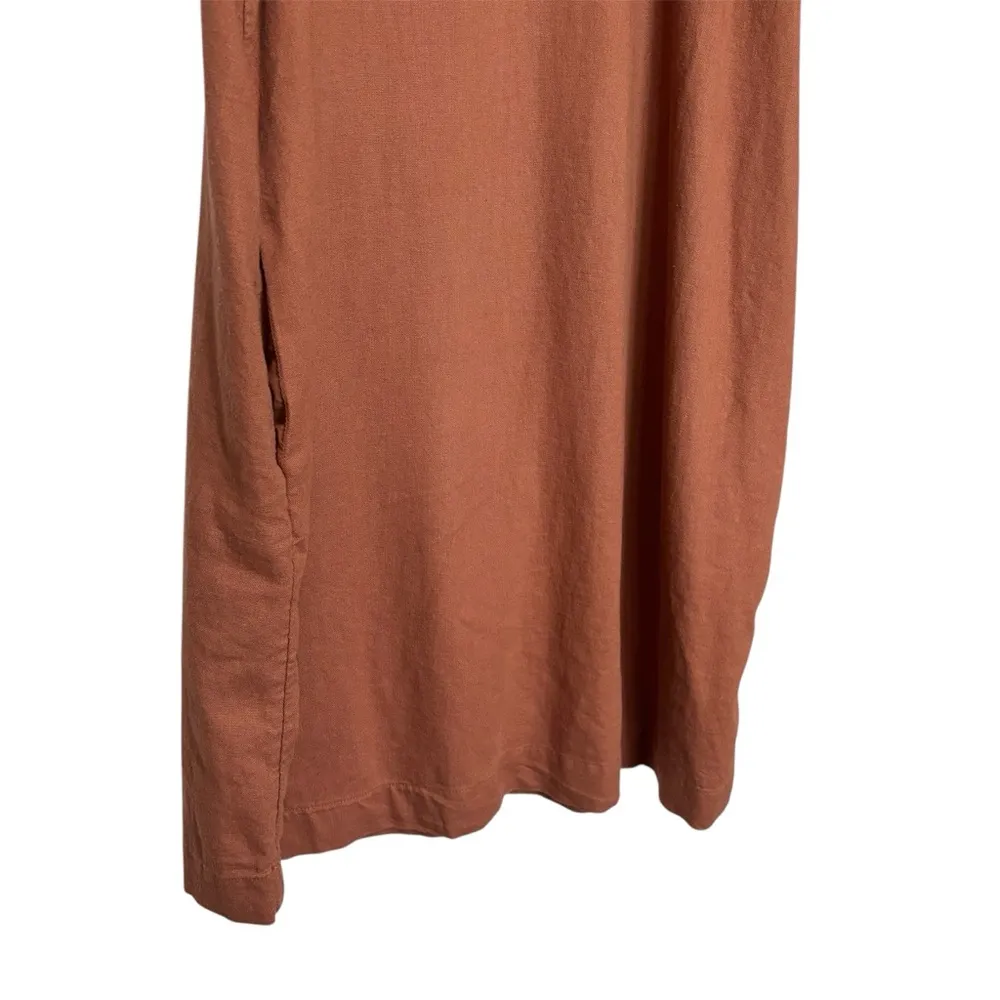 Women’s A New Day rust orange short ruffle sleeve linen blend dress size large - Image 4