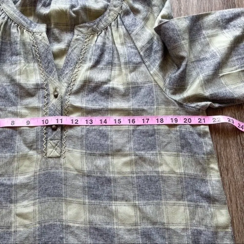 Caffe Marrakesh Jasper Plaid Popover Blouse Green Size M - Image 11