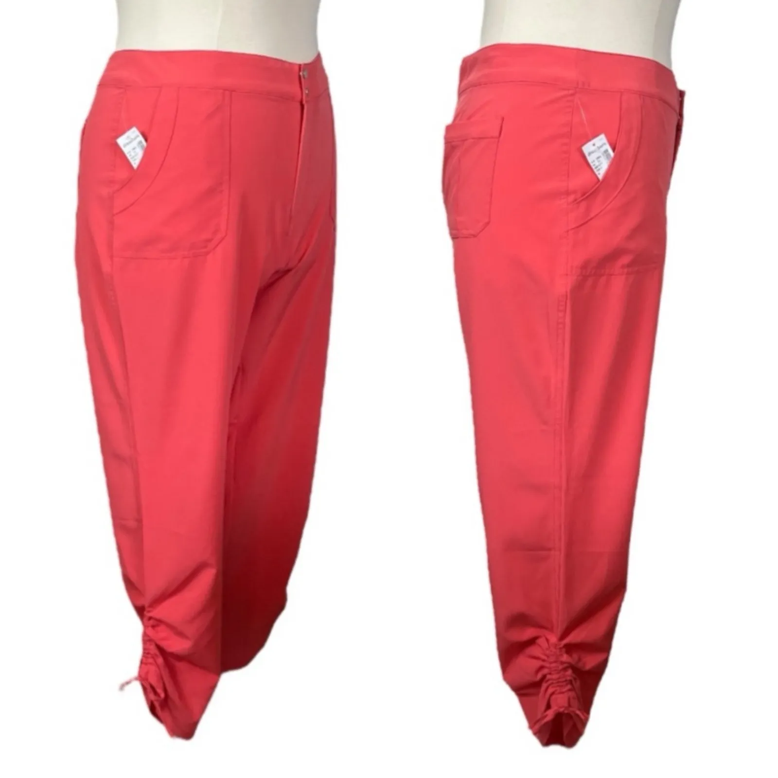 Dressbarn NEW DB Sunday Athleisure Casual Tie Ankle Pants Coral Pink Size 14W - Image 13