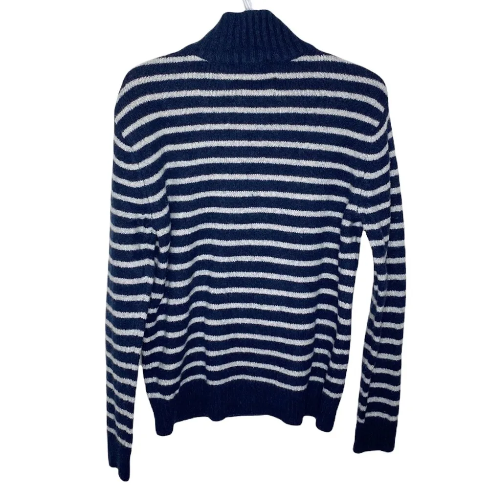 American Eagle Seriously soft striped wool blend mockneck quarter zip sweater M - Image 25