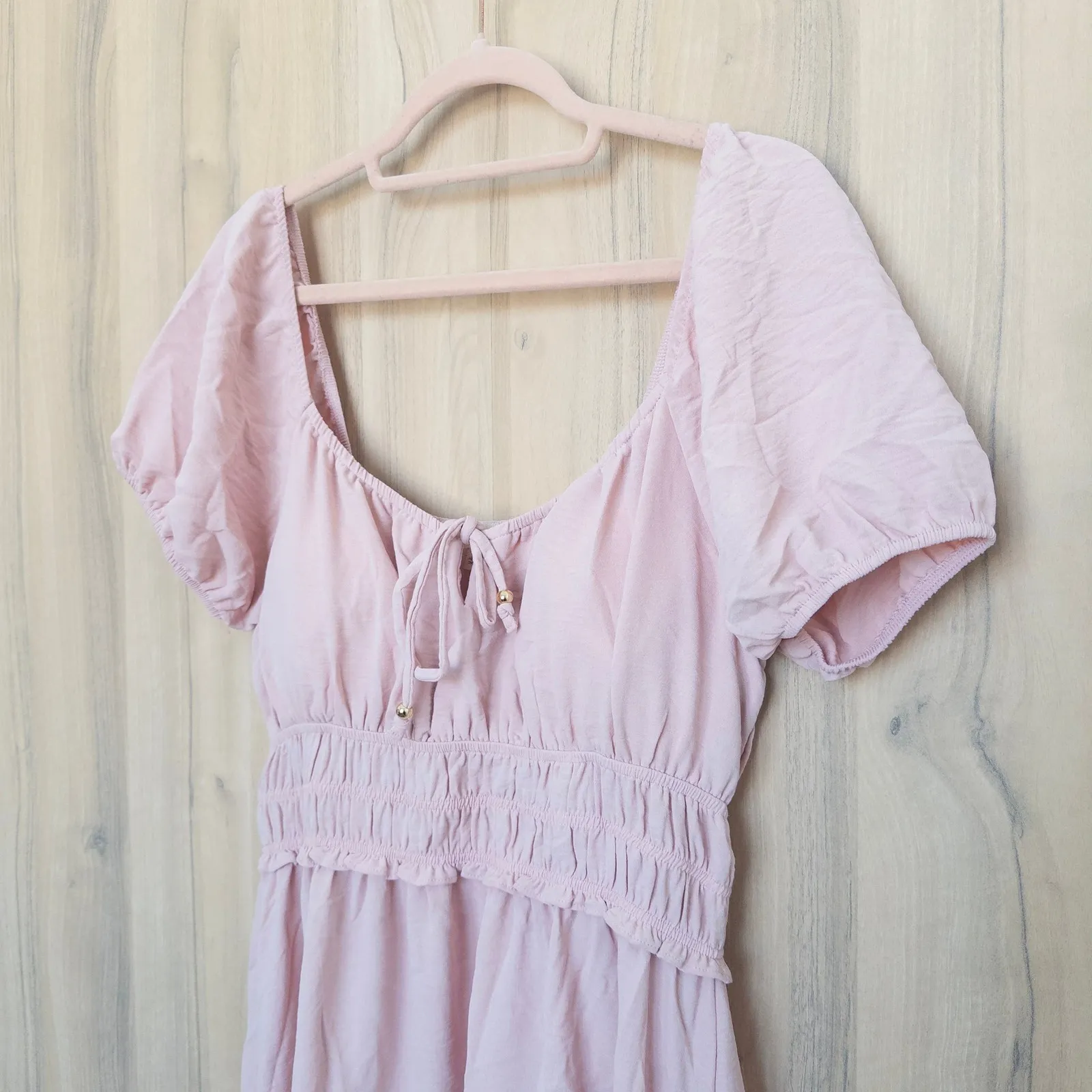 Derek Heart Womens Milkmaid Dress Size L Pink Fairy Boho Romantic Coquette - Image 5