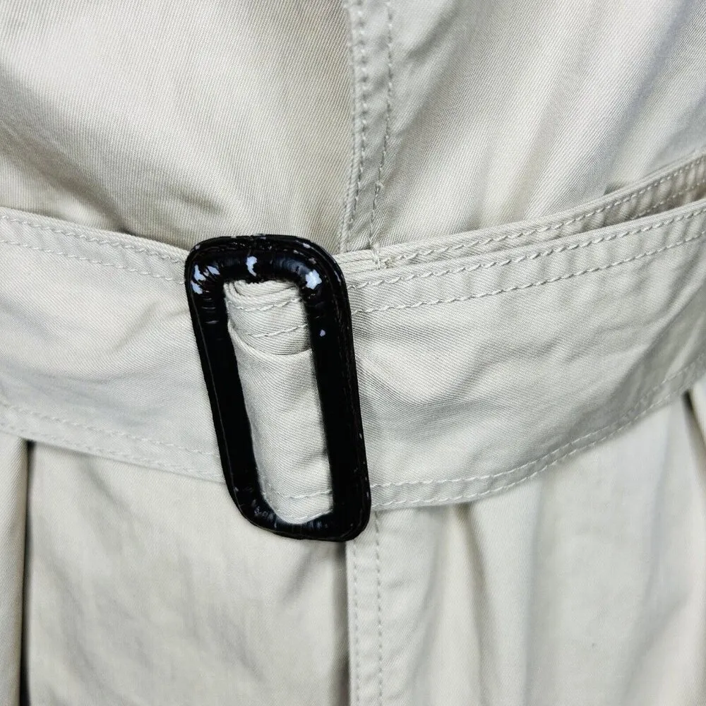 Massimo Dutti Sz S Mid-Length Equestrian Open-Front Tan Belted Trench Coat - Image 9