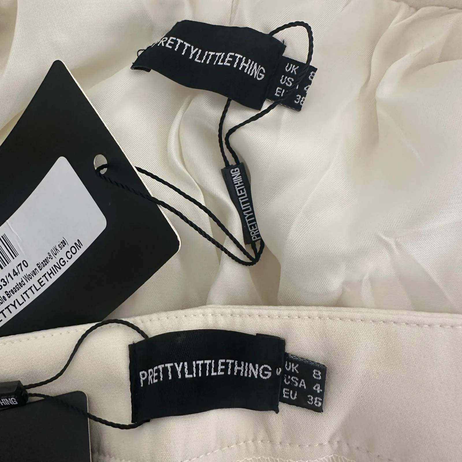 New PRETTYLITTLETHING Cream Double Breasted Woven Blazer‎ Pants Suit Set Women 4 - Image 10