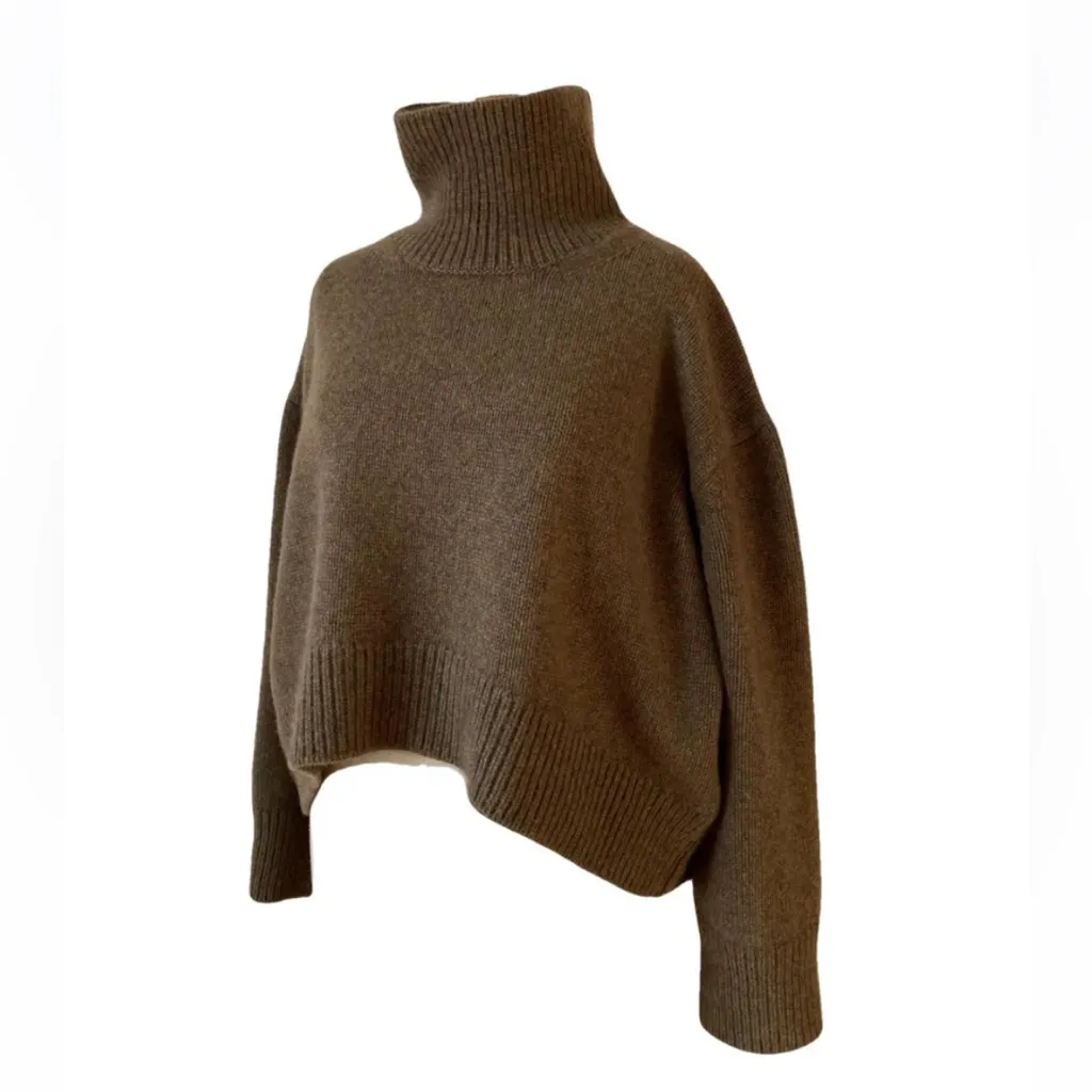 KLD Olive Green Mockneck Wide Sleeve Cropped Shrug Sweater Size Small - Image 10