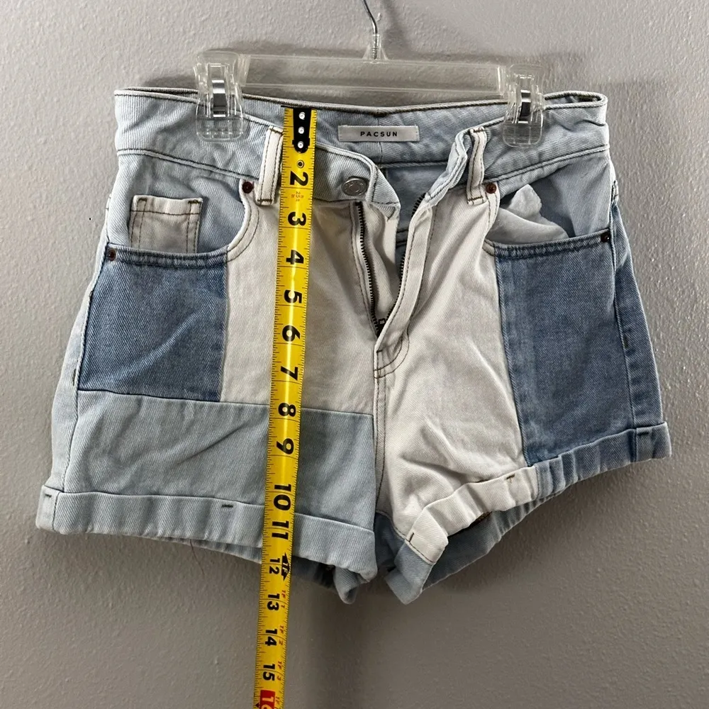 Pacsun Women Denim Blue Patched Mom Shorts Y2K size 25 - Image 7