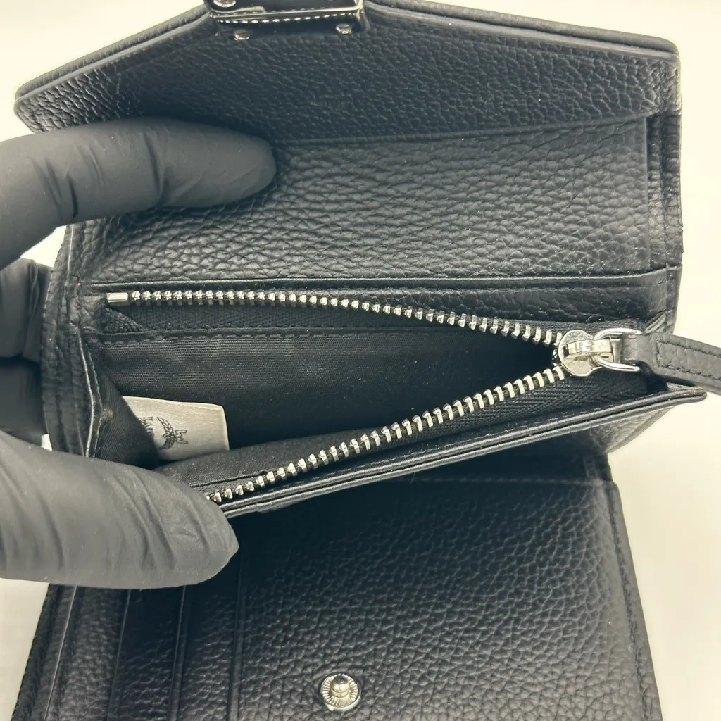 MCM Black 
Leather Continental Wallet - Image 10
