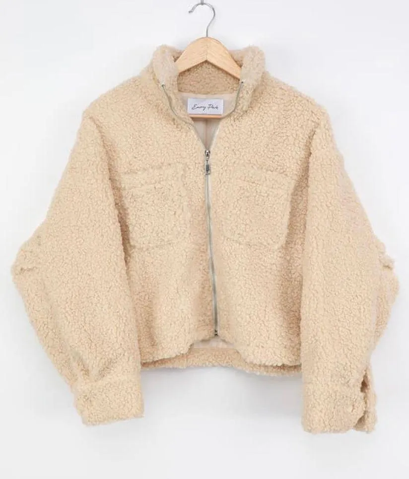Teddy Fur White Cream Jacket - Image 2