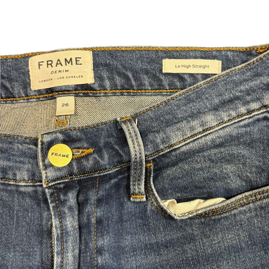 Frame Le High Straight Leg Denim Jeans Womens Size 26 Pintucked Boylston Wash - Image 5