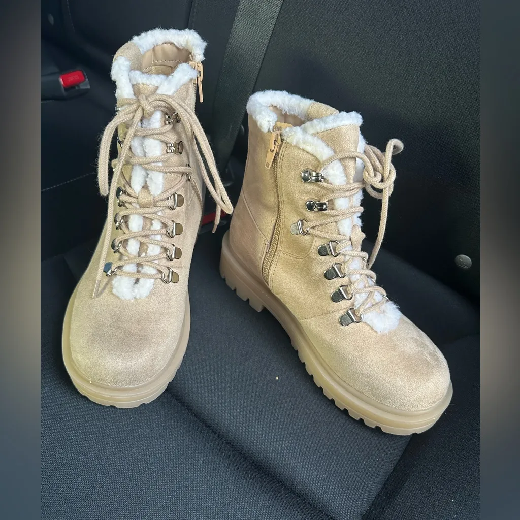 Soda Beige Lace-Up Winter Boots - Image 2