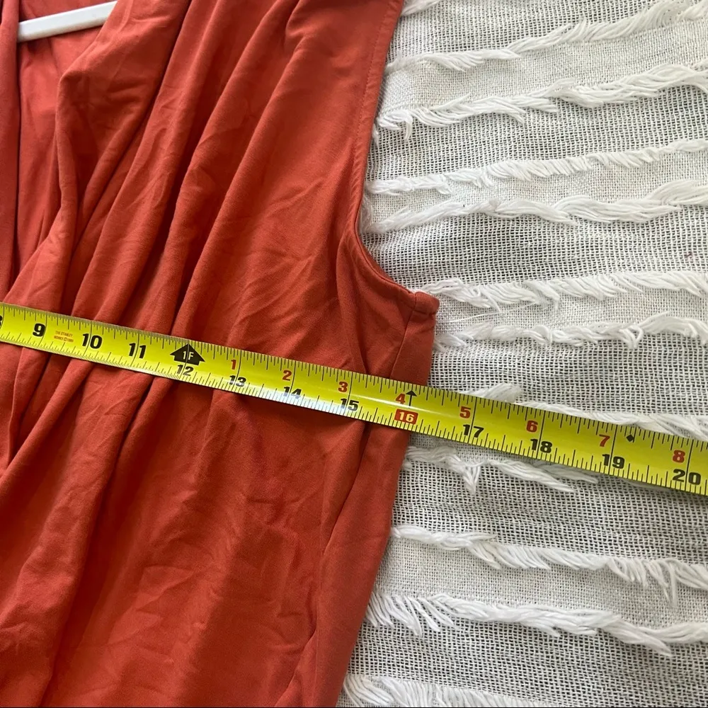 Les Lunes Stella Wrap Sleeveless Bamboo Belted Jumpsuit Orange Braun Sz L/XL EUC - Image 6