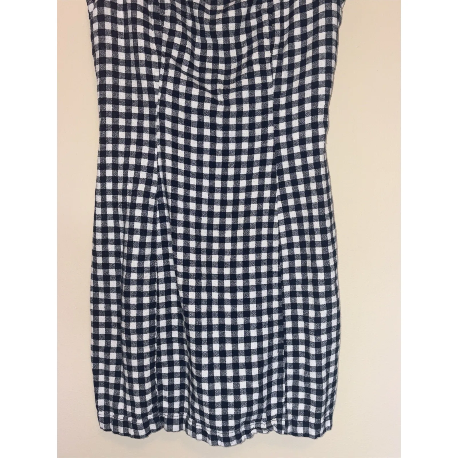 Old Navy Blue White Gingham Smocked Sleeveless Linen Blend Sundress Womens Small - Image 3