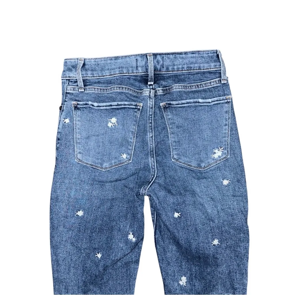 Abercrombie & Fitch Simone High Rise Ankle Jeans Floral Embroidered Size 25 / 0 - Image 4