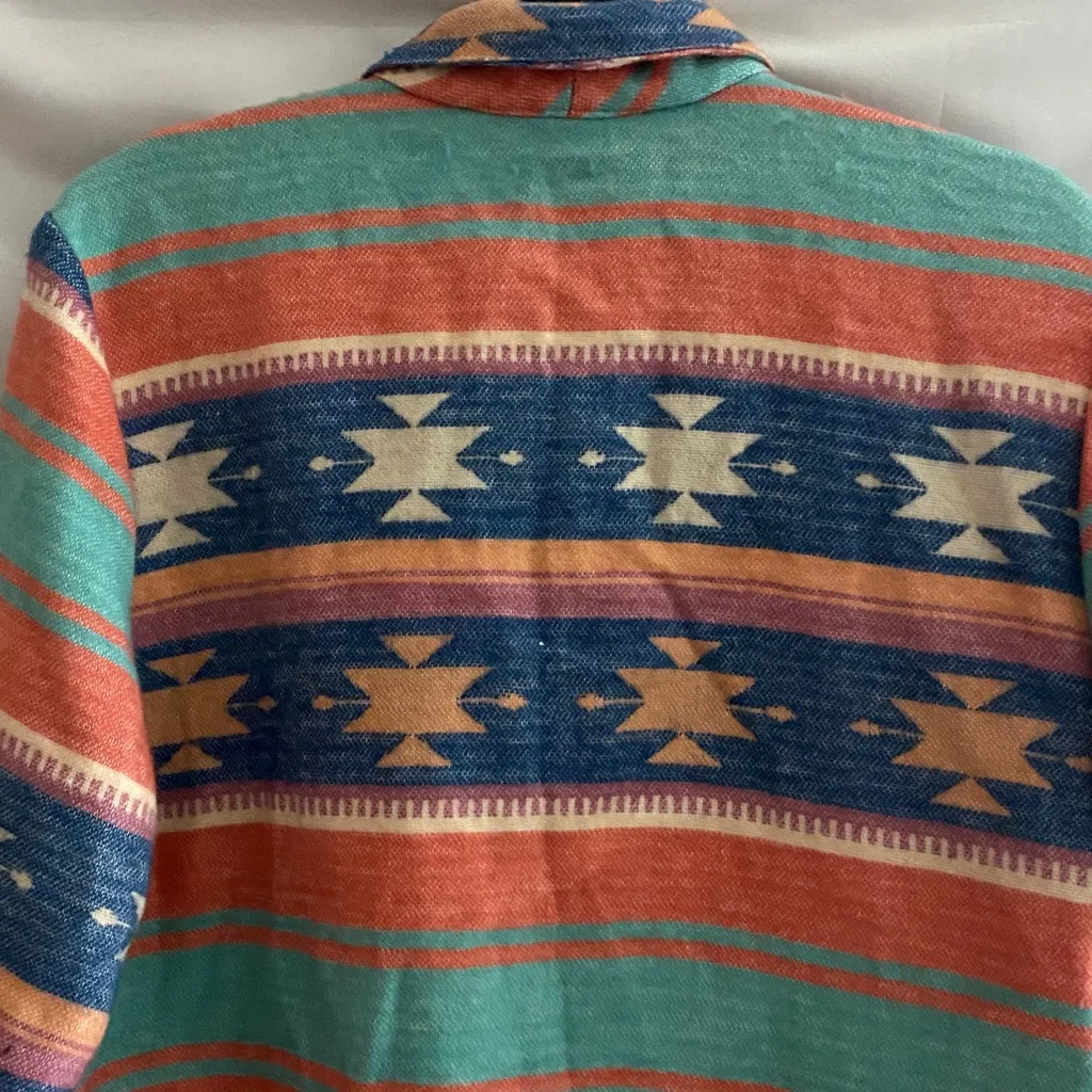 STAR CCC WO SIZE LARGE Colorful AZTEC Geo Pattern SOFT FLANNEL LIKE Blazer Blue - Image 13