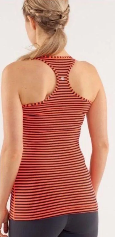Cool Racerback Orange Striped Tank Top - Image 2