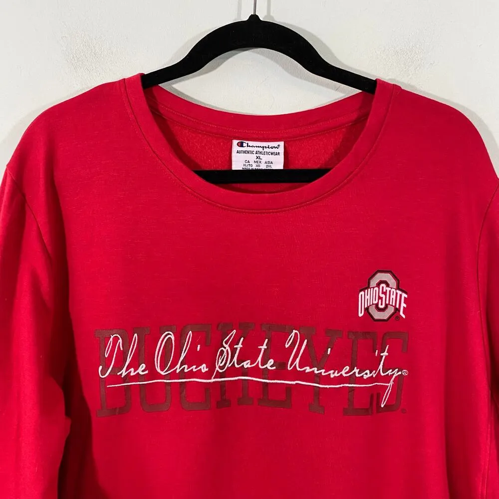 Champion Women Red Ohio State University Buckeyes Fleece Lined Sweatshirt Sz XL - Image 2