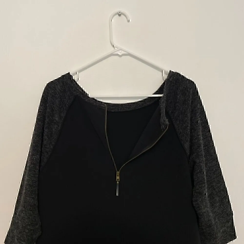 ANN TAYLOR LOFT Raglan Sleeve Colorblock Shift Dress Black Marled 3/4 Sleeve 12 - Image 11