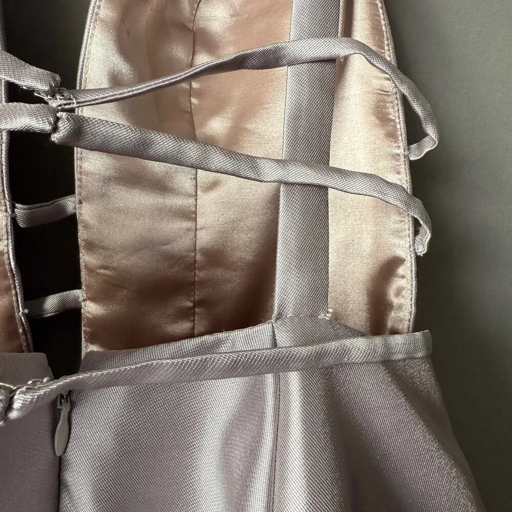 JVN by Jovani sz 0 silver deep plunge fit‎ flare mini cocktail dress - Image 8