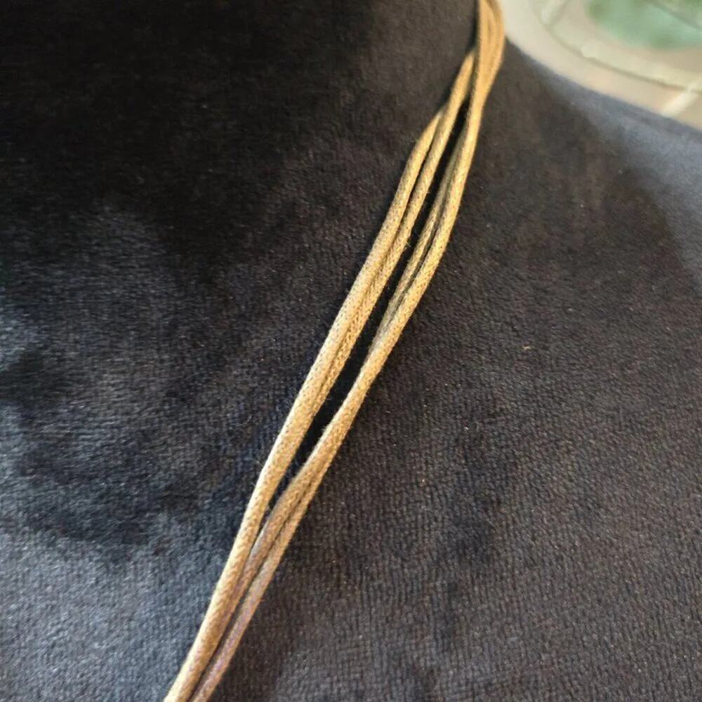 Womens Beach Fashion Purple Island Flower Heart Glass Tan Cord Pendant Necklace - Image 4