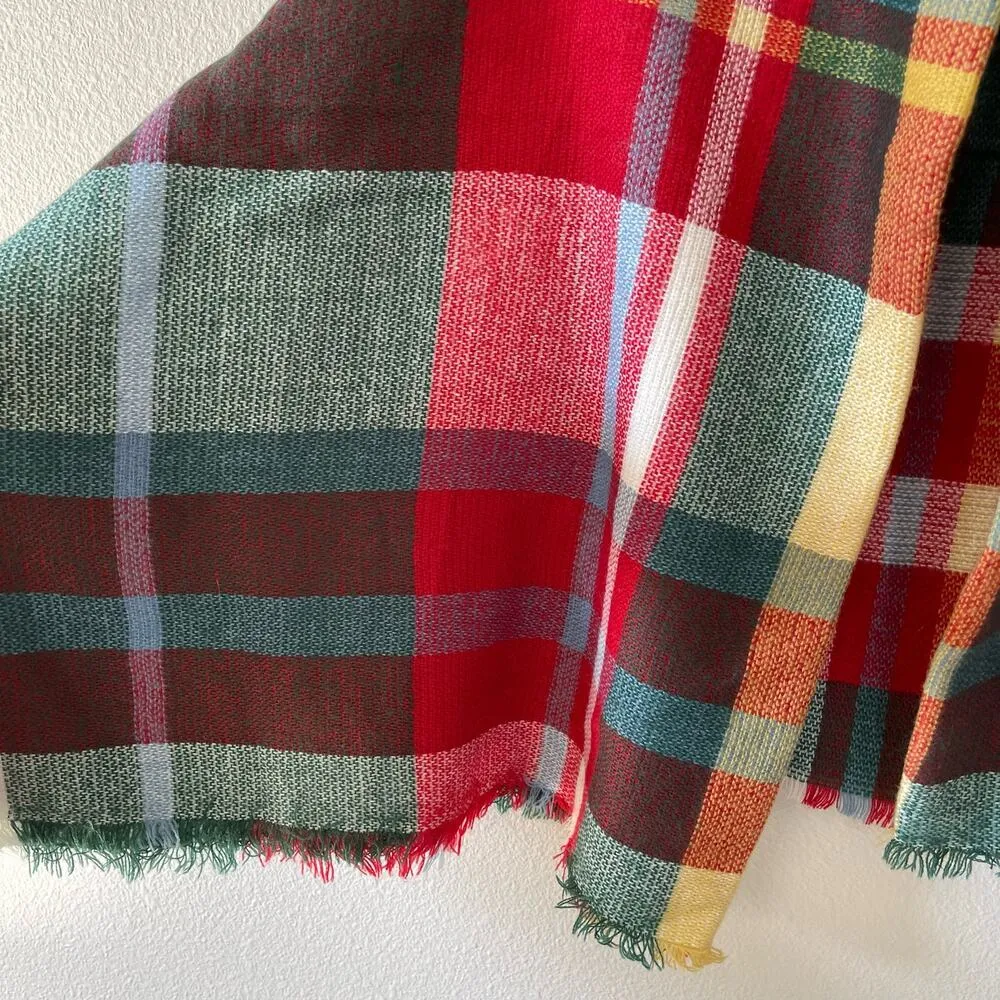 CollectionEighteen Plaid Red/Green Oversized Blanket Scarf Red - Image 3
