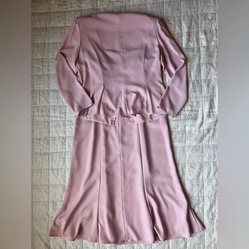 Ursula Of Switzerland Dusty Light Pink Embroidered Midi Dress & Jacket Set - Image 6