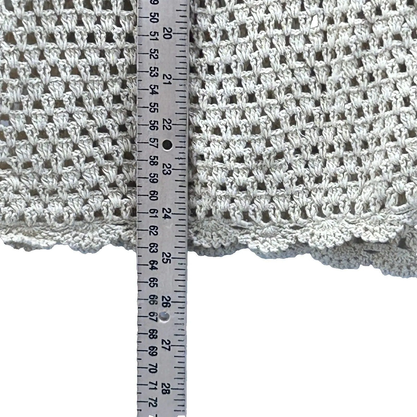 Vintage Crocheted Linen Cardigan Open Knit Travel Vacation Coverup Beach Sea‎ Yellow Size 1X - Image 9