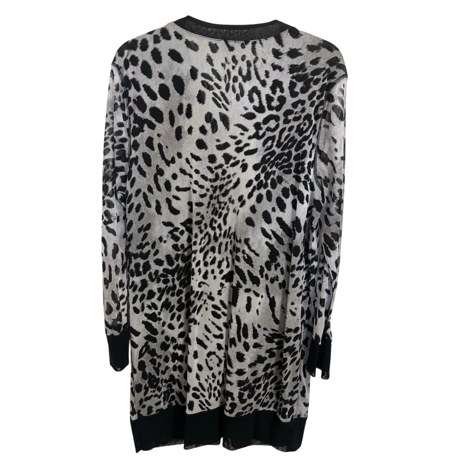 Chico’s Leopard Print Long Line Button Front Deep V Neck Cardigan Size 2 Large - Image 2