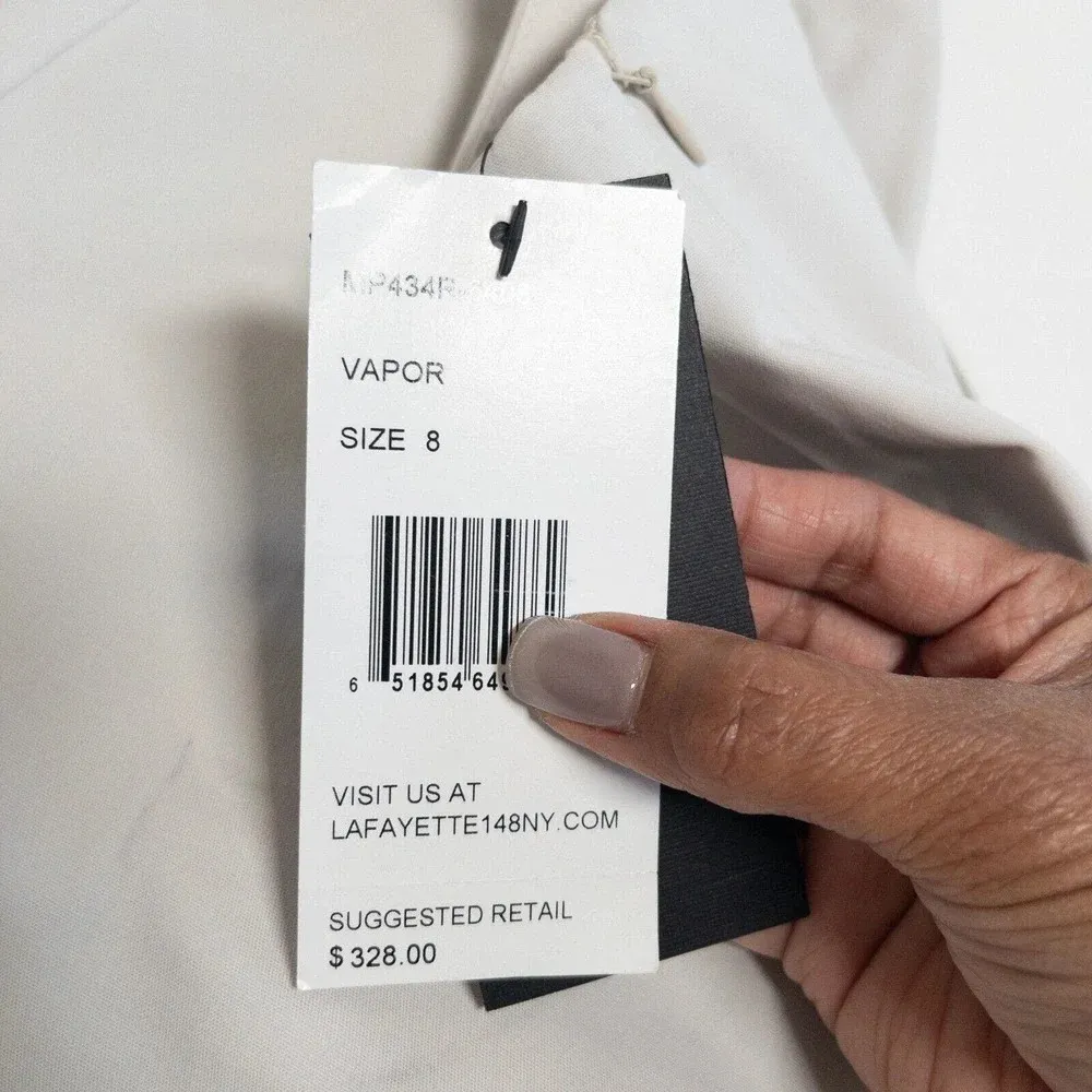 Lafayette 148 NY New $328 Stretch Cropped Bleecker Pants Vapor White size 8 - Image 2