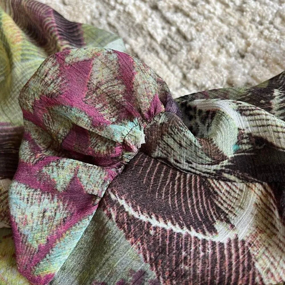 Y2K Mushka by Sienna Rose Women tropical floral & animal print sheer beaded top - Image 7